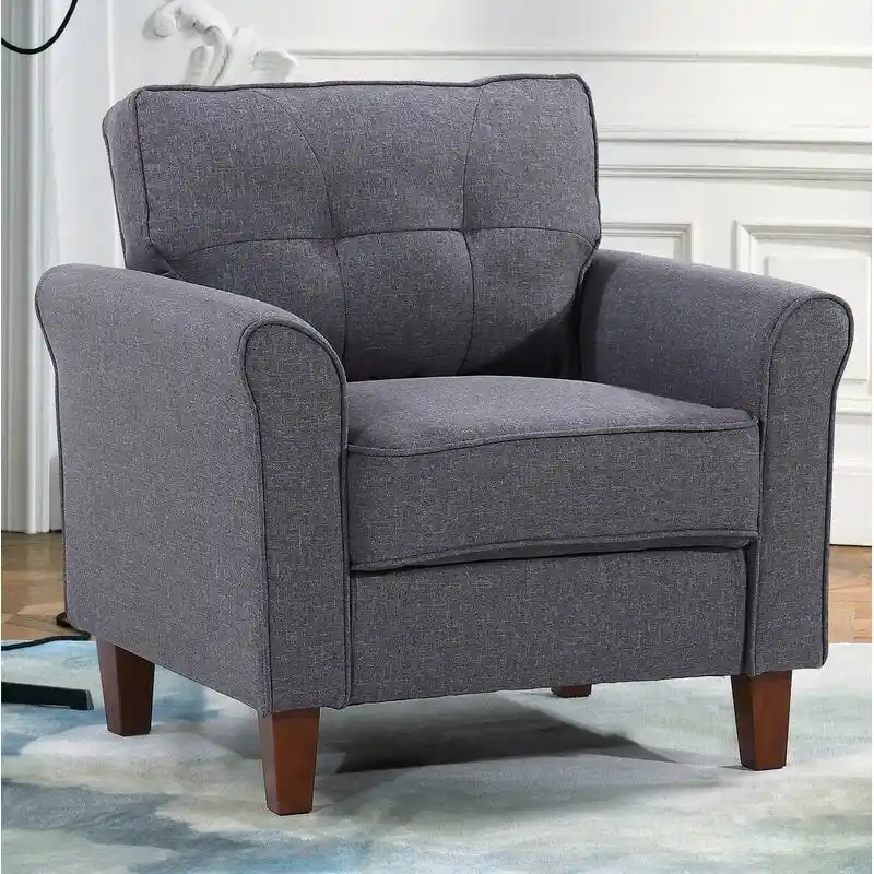 Kouchouk 32.9  Wide Tufted Linen Armchair