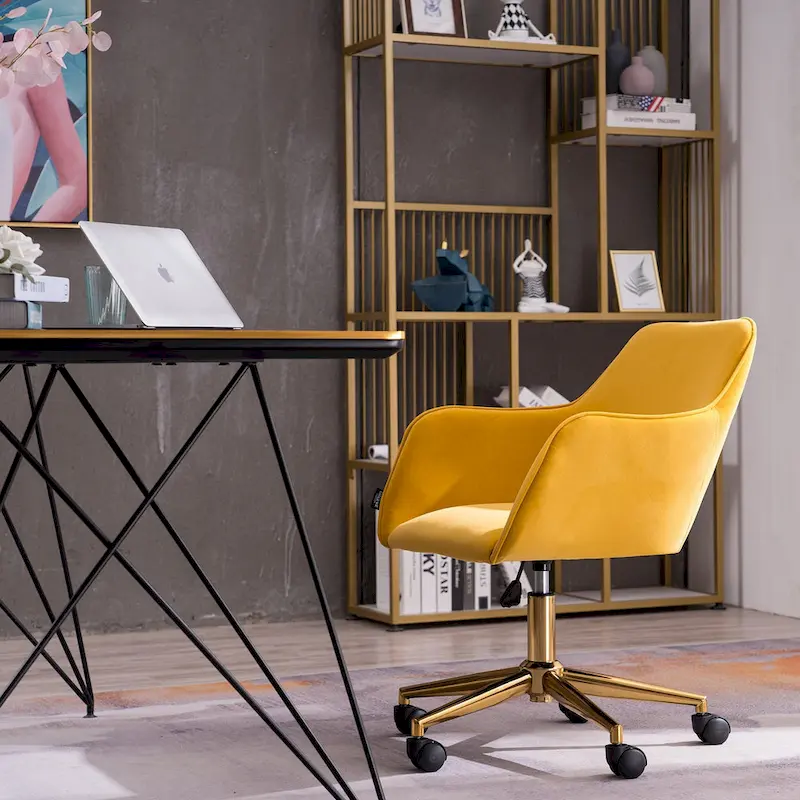 Home Office Chair With Gold Metal Legs