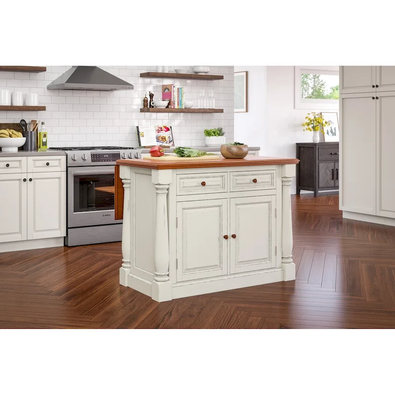 Off-White Wood Kitchen Island by - 48 x 36 x 25