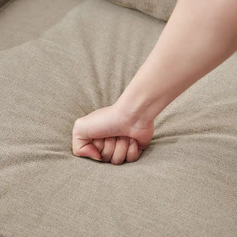 Set of 2 Arm Chair Upholstered Button Tufted Accent Chair with Lumbar Pillow Beige/ Grey/ Light Blue