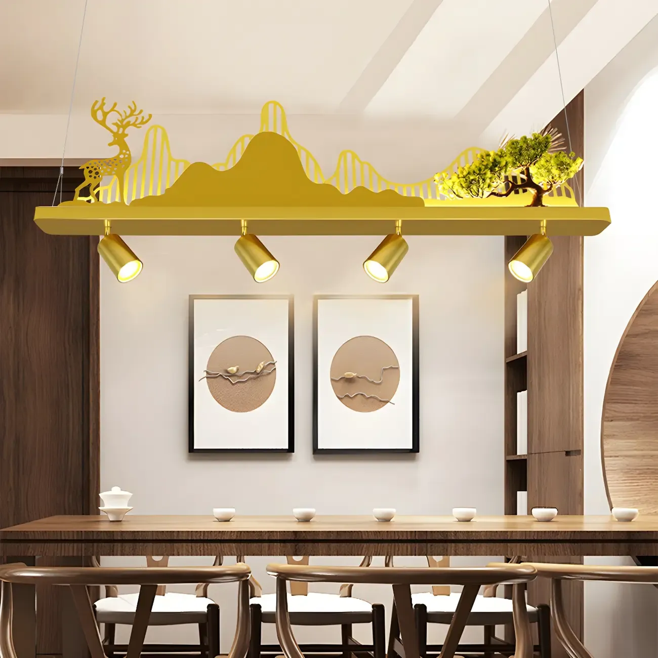 3/4-Light Modern Gold Metal Abstract Island Light