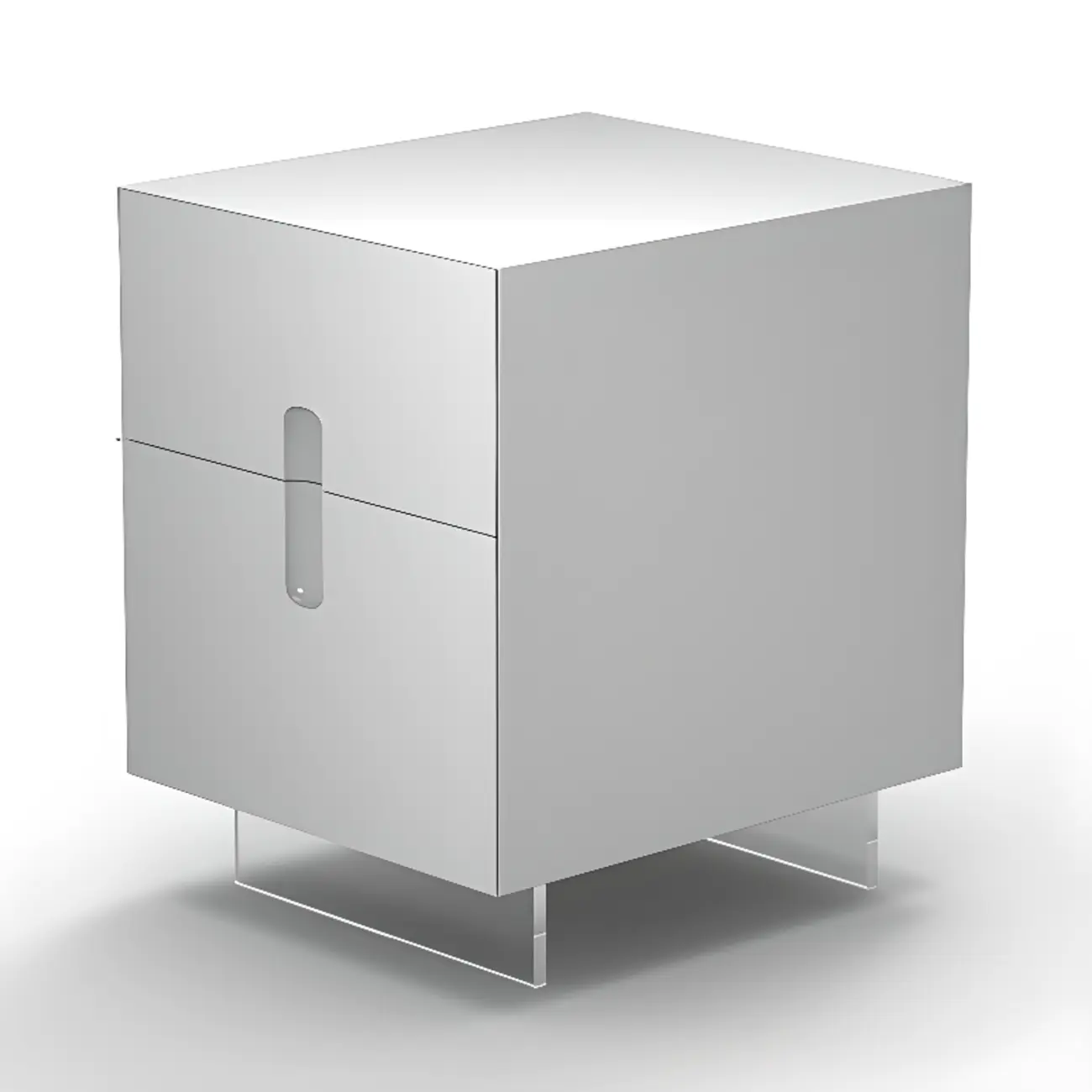 Modern White Wood Clear Base 2-Drawer Nightstand