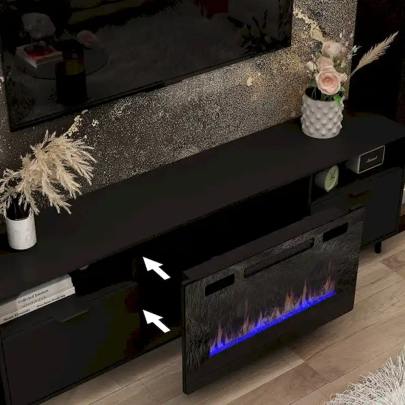 Ambient Electric Fireplace and Durable TV Stand Energy Efficient