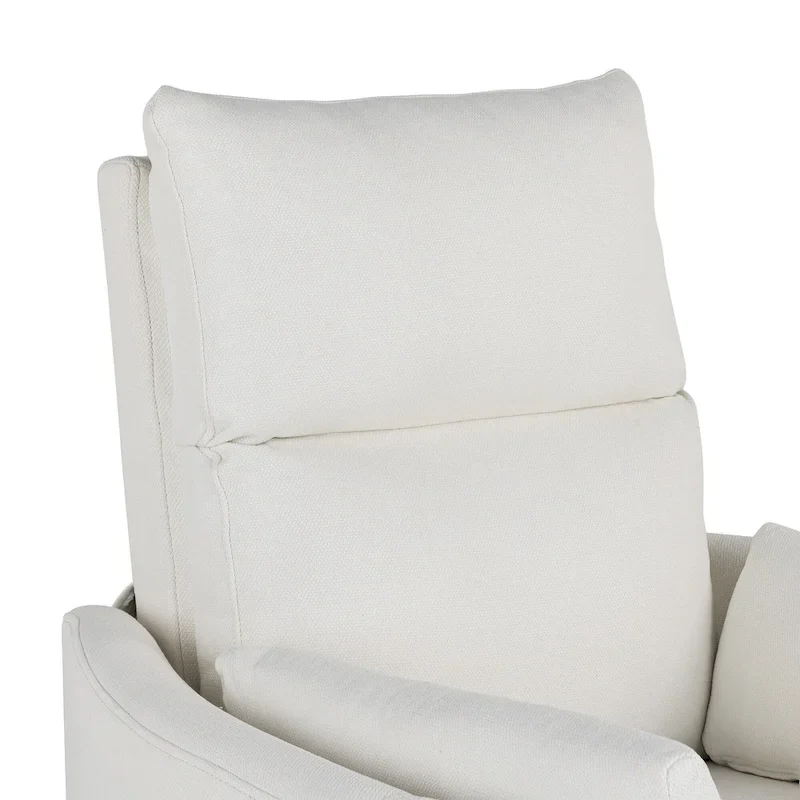 Beige Upholstered Swivel Rocker Recliner with Manual Recline, 360 Swivel, and Two Removable Cushions