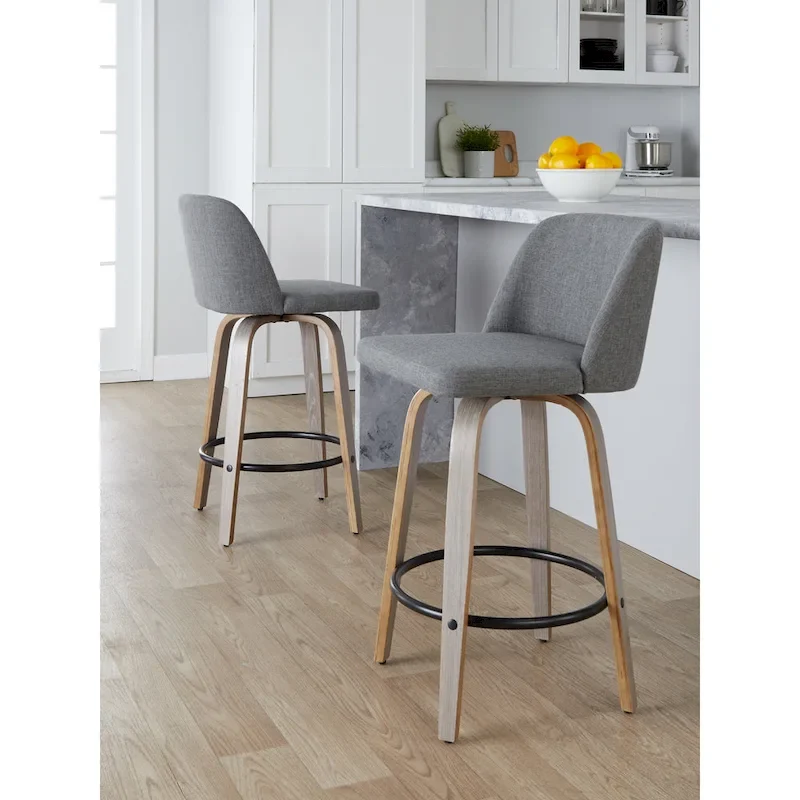 Carson Carrington Vallberga 26  Fixed-Height Counter Stool With Whitewashed Wood Base (Set of 2)