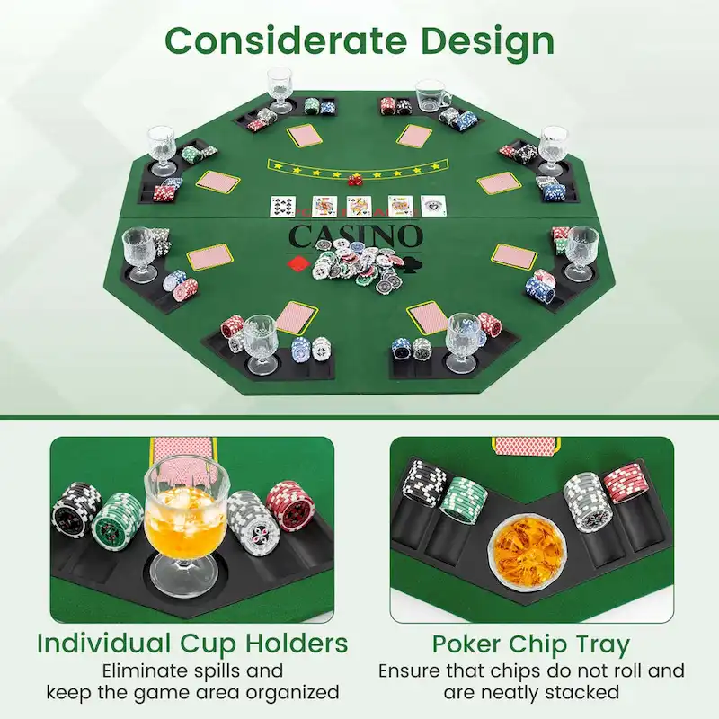 Costway 48 Poker Table Top - 8 Player Foldable Texas Holdem Poker - See Details