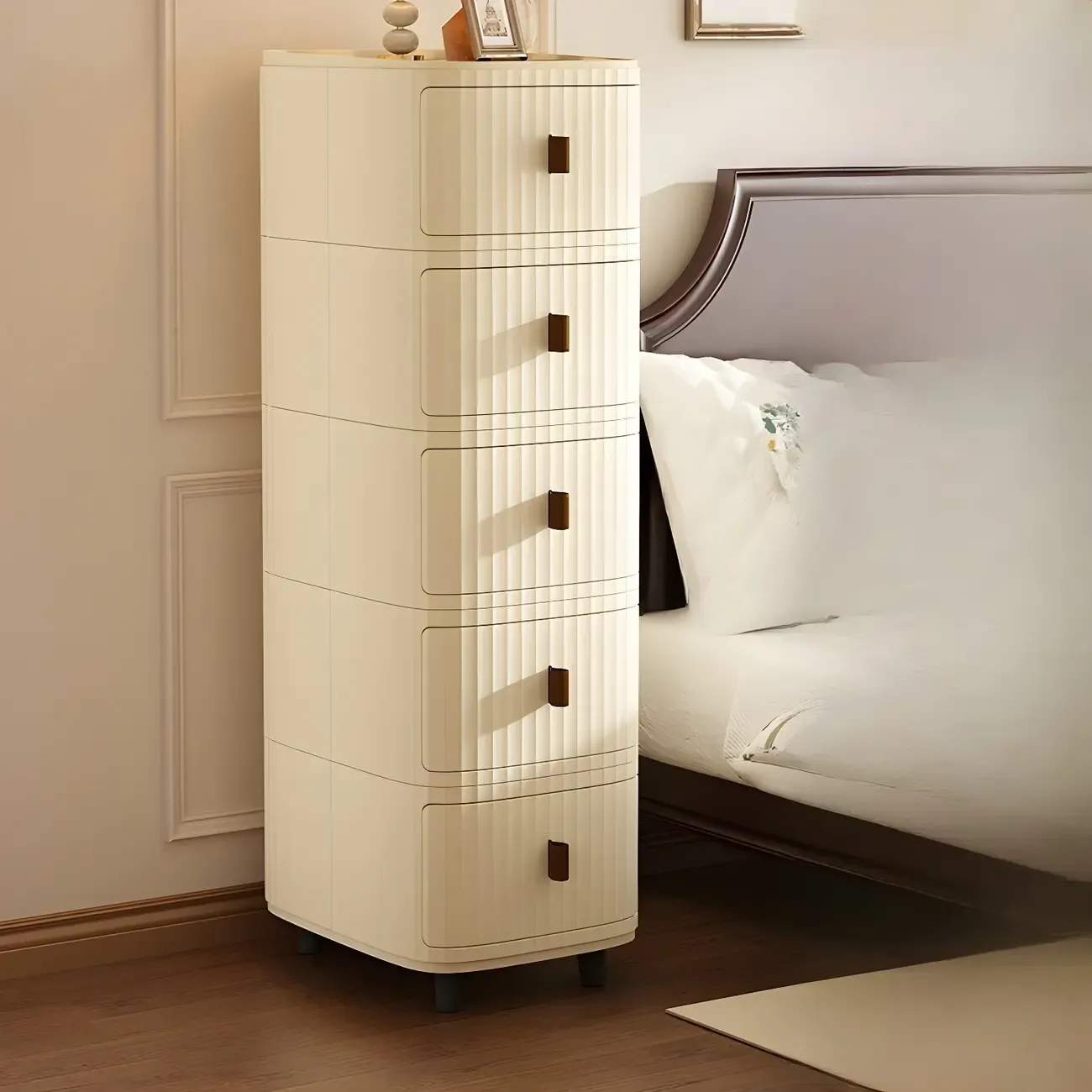 Modern Black And White Grid Top Nightstands with Drawers