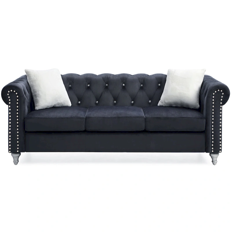 Raisa Microsuede Velvet Tufted Sofa
