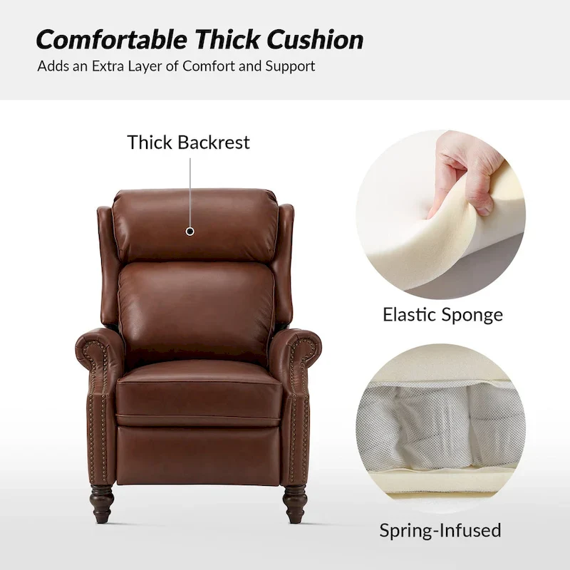 Noemon Modern Genuine Leather Recliner with Nailhead Trims Set of 2 by HULALA HOME