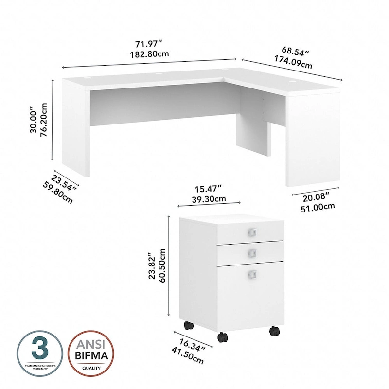 Echo 72W L Shaped Computer Desk w/ Drawers by Bush Business Furniture