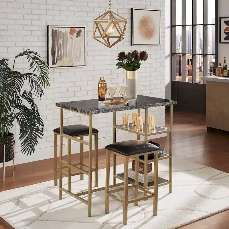 Ainsley Faux Marble Counter Height 3-piece Dining Set by iNSPIRE Q Modern