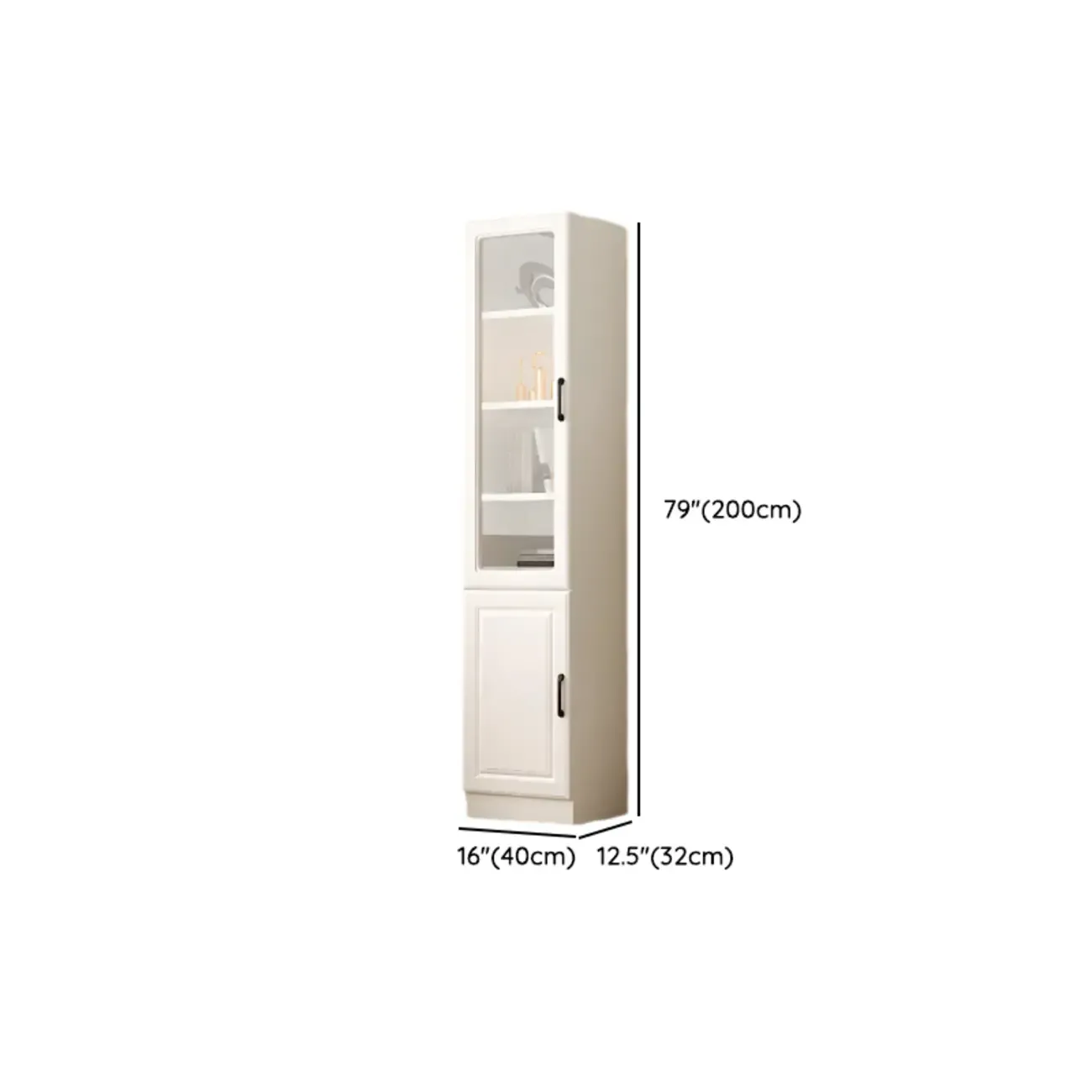 Classic White Vertical Wood Display Bookcase with Cabinet