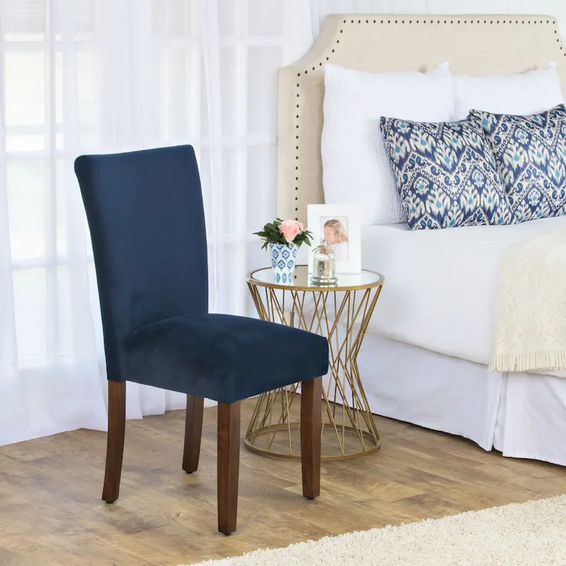 HomePop Classic Velvet Parsons Dining Chair - Dark Navy Blue Velvet (Set of 2)