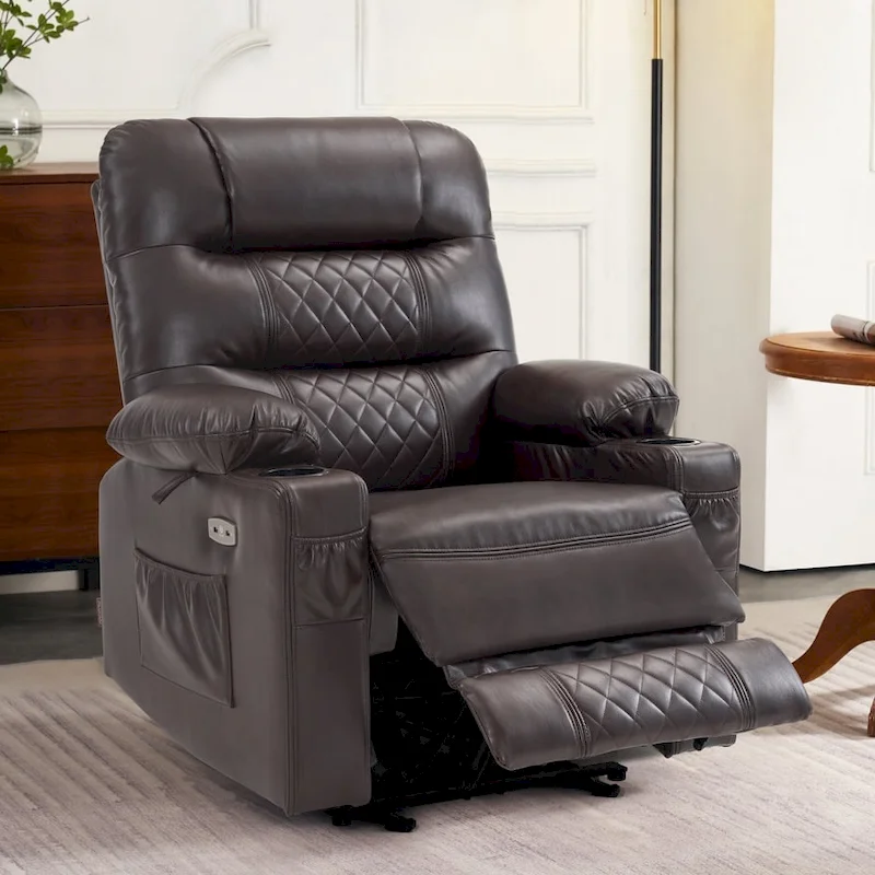 MCombo Electric Power Recliner Chair with Heat and Massage, Leather PR621