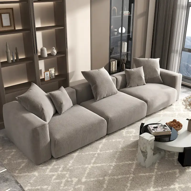 142 Contemporary Corduroy Sectional Sofa Classic Deep Couch