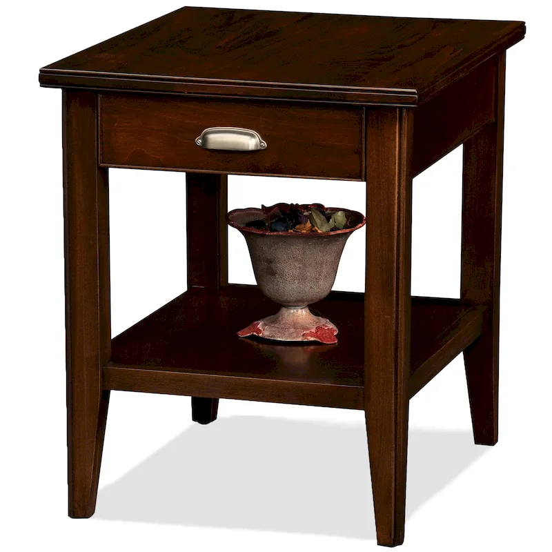 Leick Home 10507 Laurent One Drawer End Table with Shelf, Chocolate Cherry