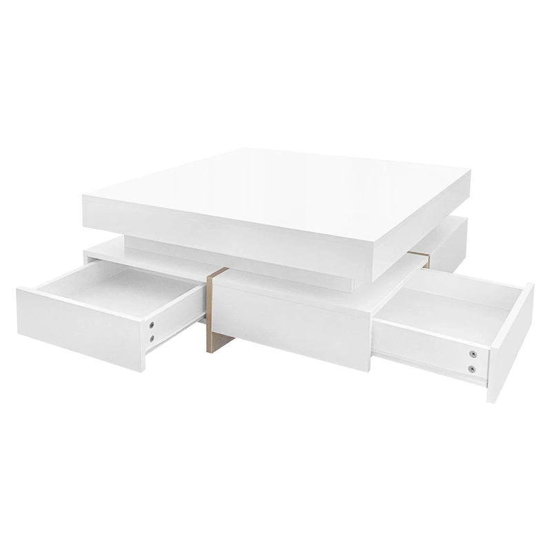 Modern High Gloss Coffee Table with 4 Drawers