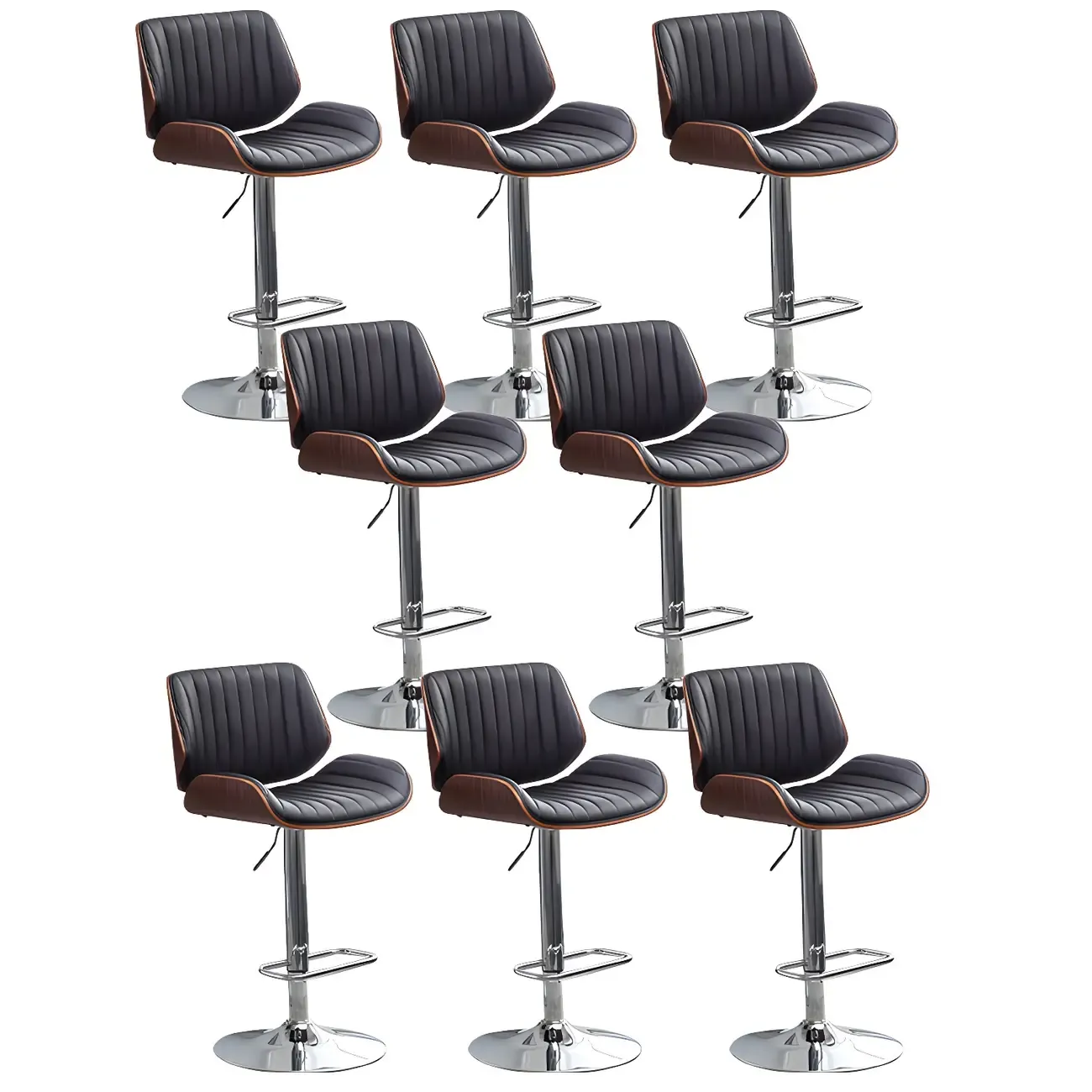 Elegant Wood Leather Red Swivel Adjustable Bar Stool