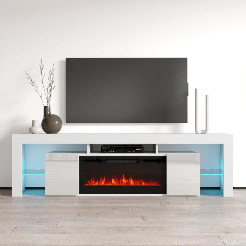 Soleo BL-EF Electric Fireplace 79 TV Stand