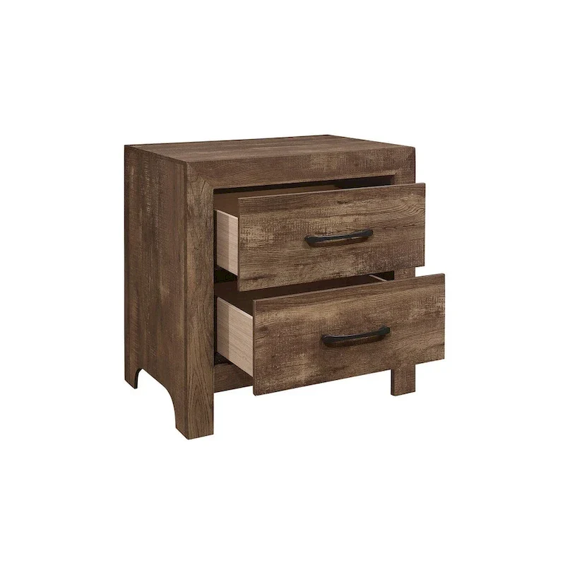 Tabina 3 Piece Rustic Brown Modern Panel Bedroom Set