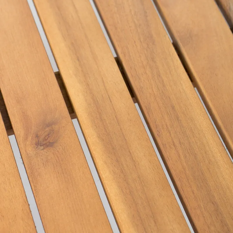 4-Piece Wood Patio Conversation Set with Acacia Wood Table and Cushions