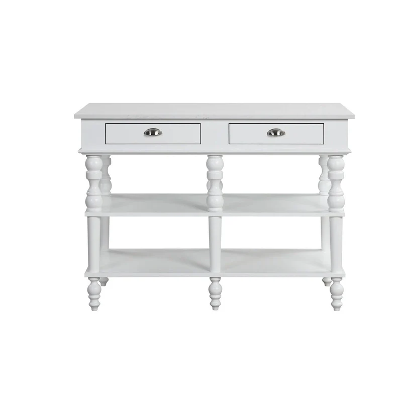 Leota White 2-Drawer Kitchen Island