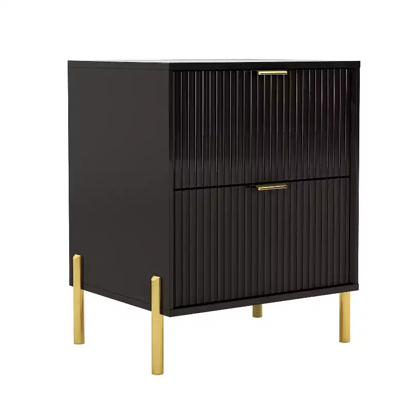 Festivo 3pc Modern Elegance 2 Drawer Nightstands and 3 Drawer Dresser Set Black