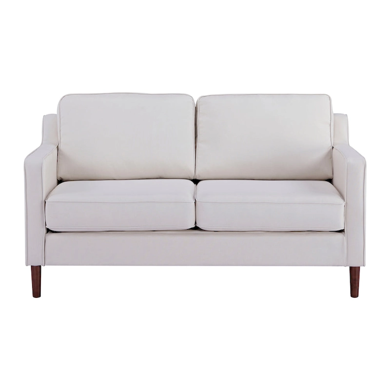 Sedona Modern Loveseat Sofa, Faux Linen / Vegan Leather Couch - N/A