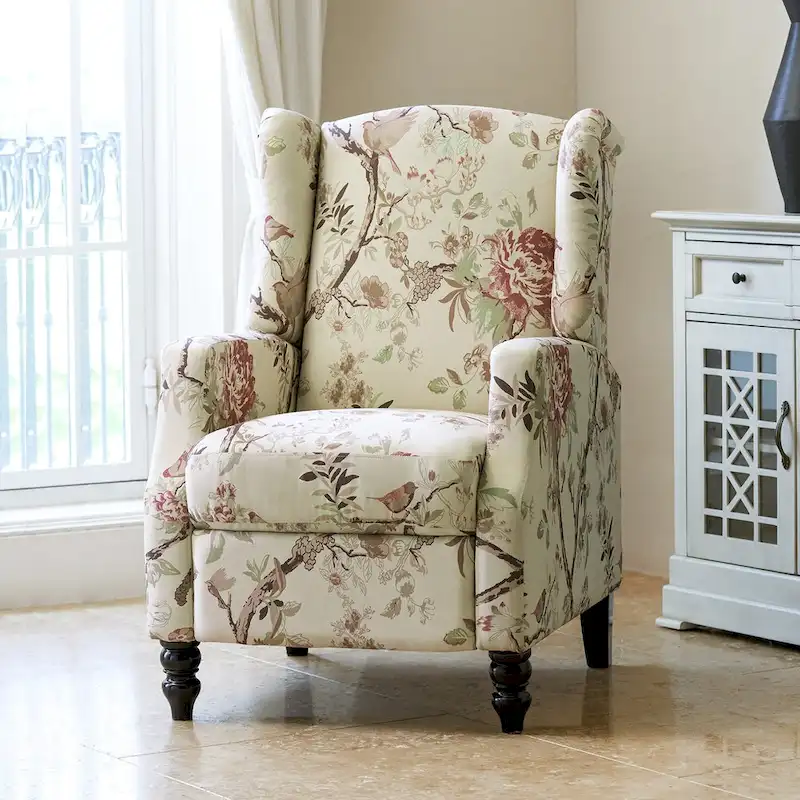 Damaris Mid-Century Modern Manual Pushback Recliner with Wingback Design by HULALA HOME