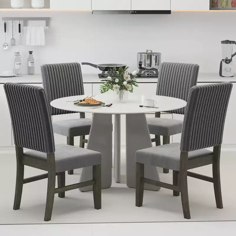 Dining Chair 4 Mid-Century Modern Velvet Fabric Upholstered Chairs