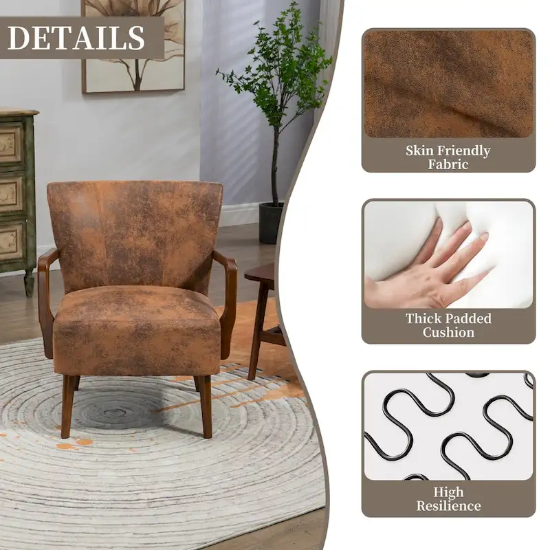 Modern chairs in the living room, wooden frame armchairs