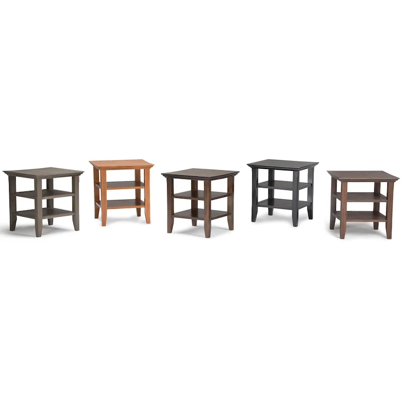 Square End Table with Open Shelves - 19 Inch Wide