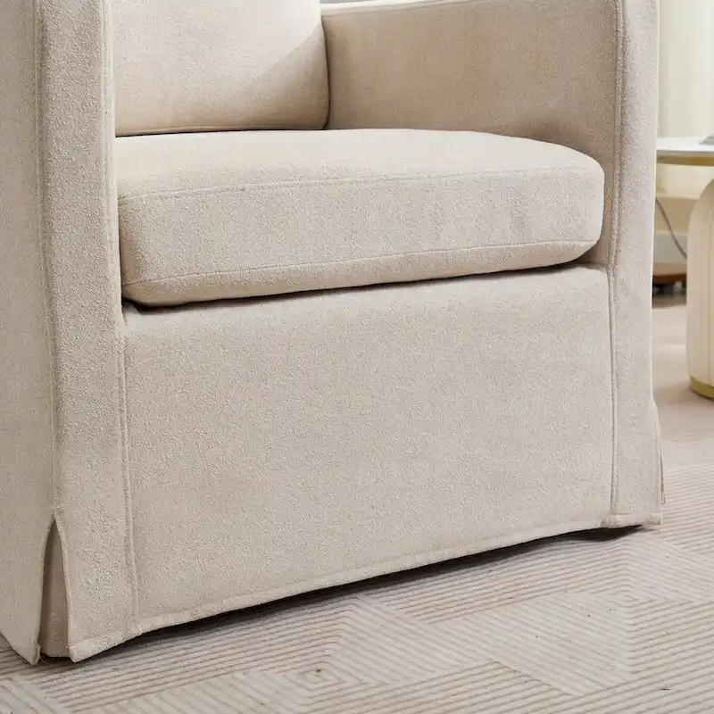 Modern 29.92  Chenille 360 Swivel Accent Chair with Solid Wood Frame and Removable Back Cushion