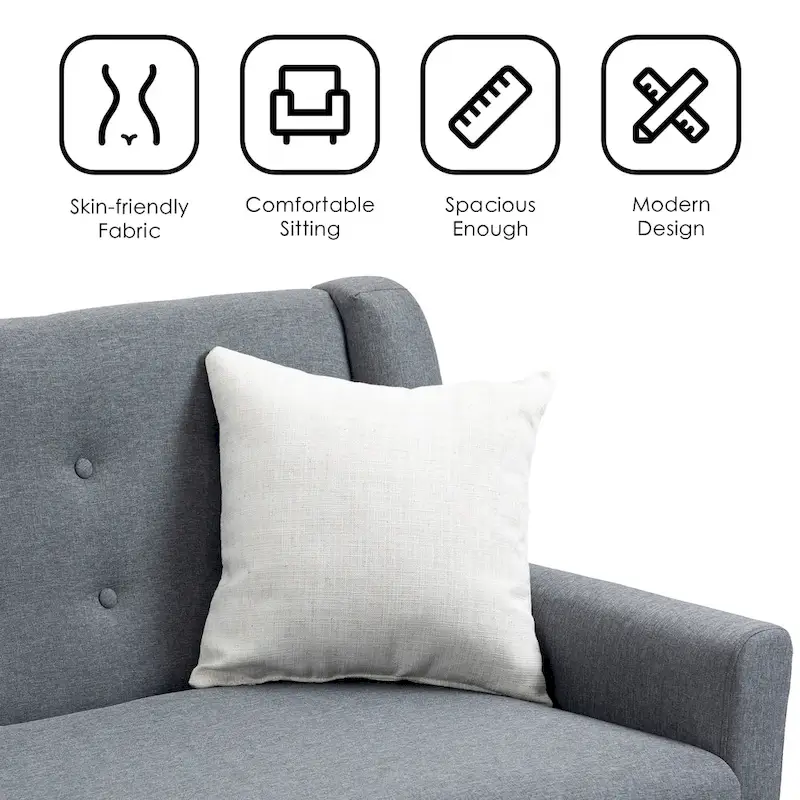 Linen Modern Tufted Loveseat Upholstered Sofa