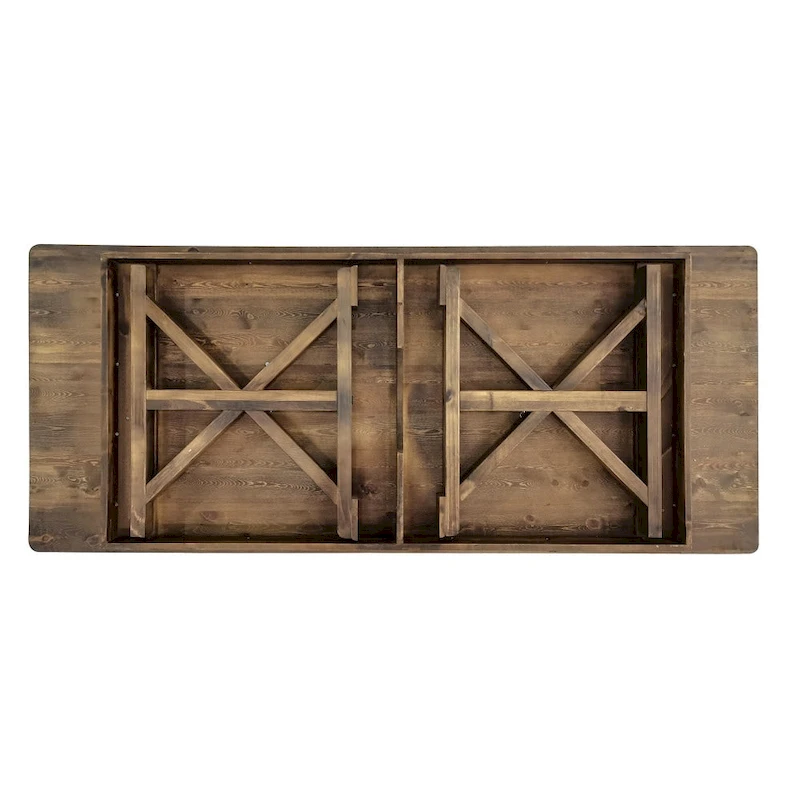 8' x 40 Rectangular Antique Rustic Solid Pine Folding Dining Table
