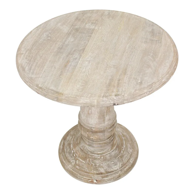 Kafe Natural Mango Wood Round Side Table by East at Main