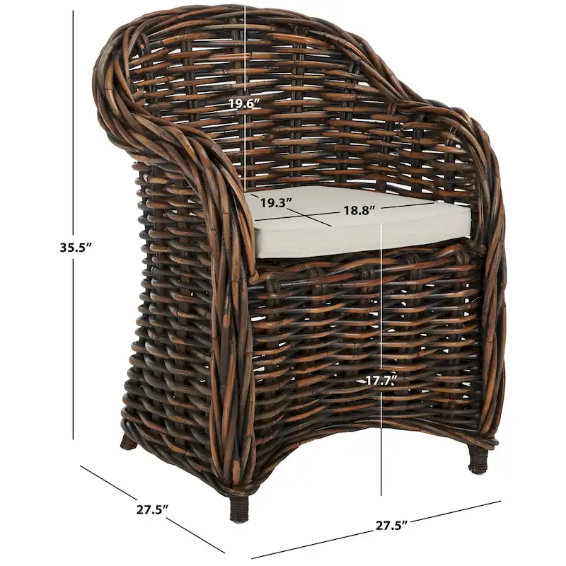 SAFAVIEH Styliani Natural Rattan Club Chair - 27.5 x 27.5 x 35.5 - 28Wx28Dx36H