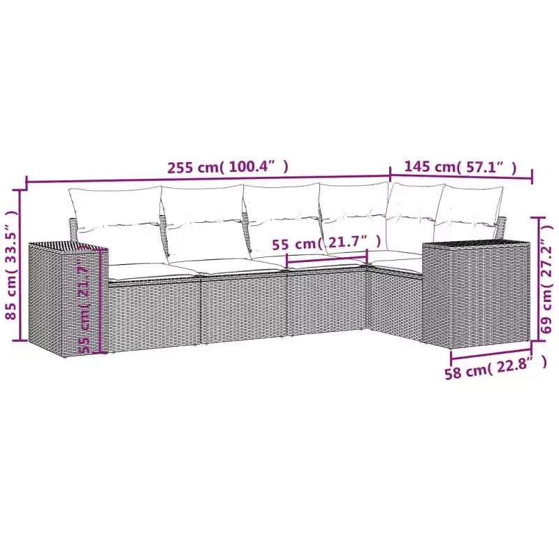vidaXL Garden Sofa Set Black PE rattan Large Modular