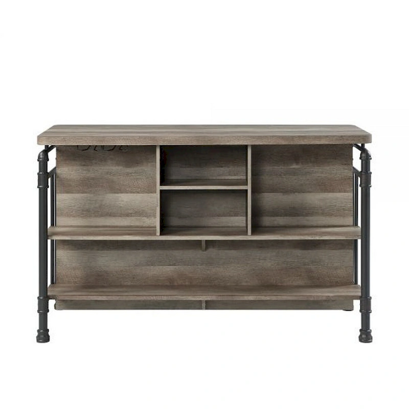 59 Inch Kitchen Island with 2 Shelves, Industrial Antique Oak Brown, Gray