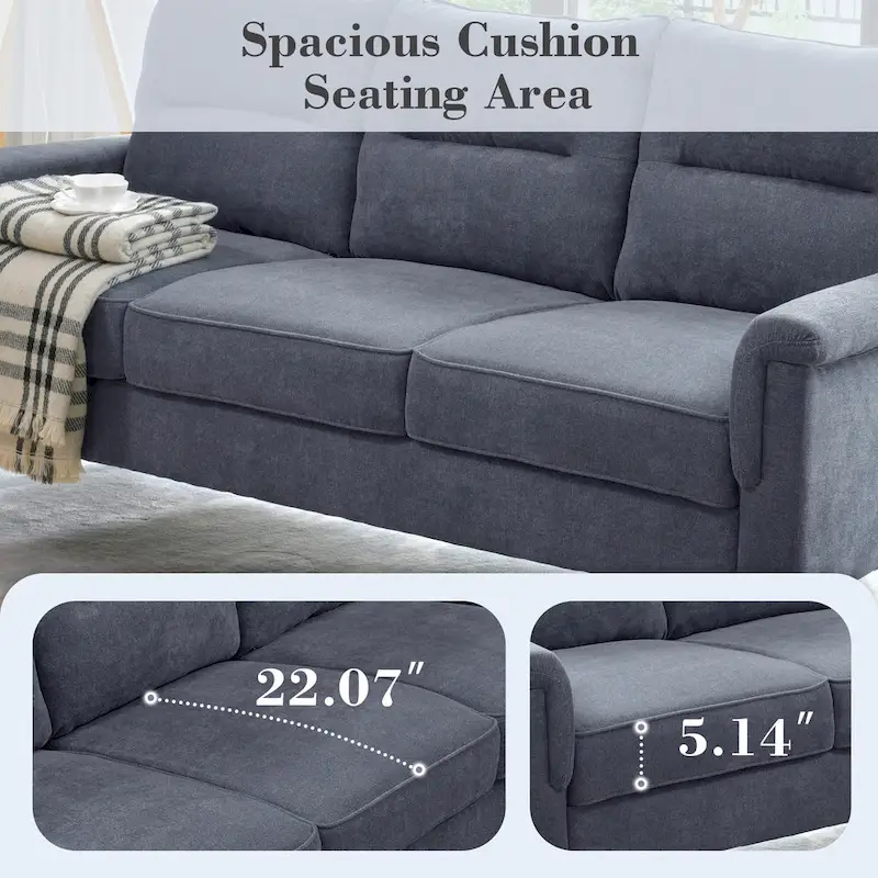 Brown Faux Leather 3-Seater Sofa with Wood Legs