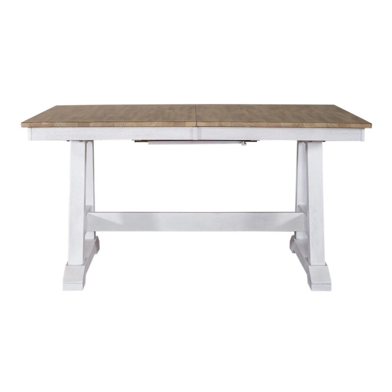 Lindsey Farm Weathered White & Sandstone 7 Piece Trestle Table Set