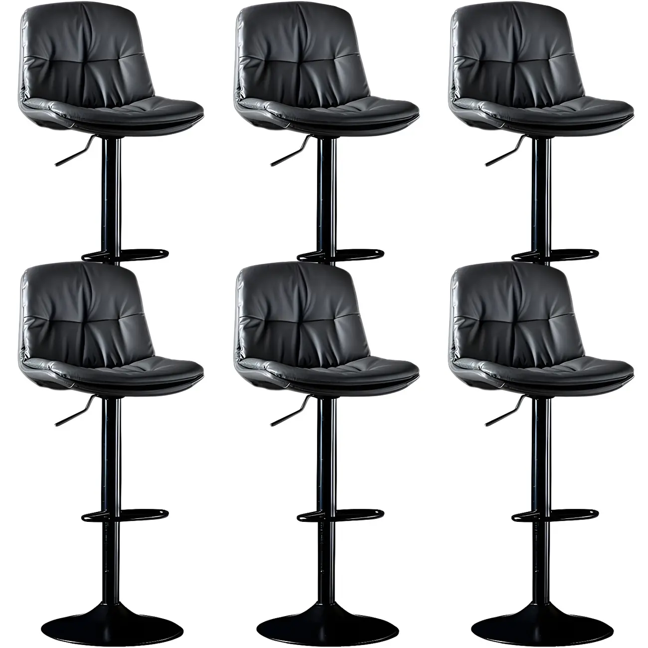 Adjustable Leather Low Back Swivel Bar Stool