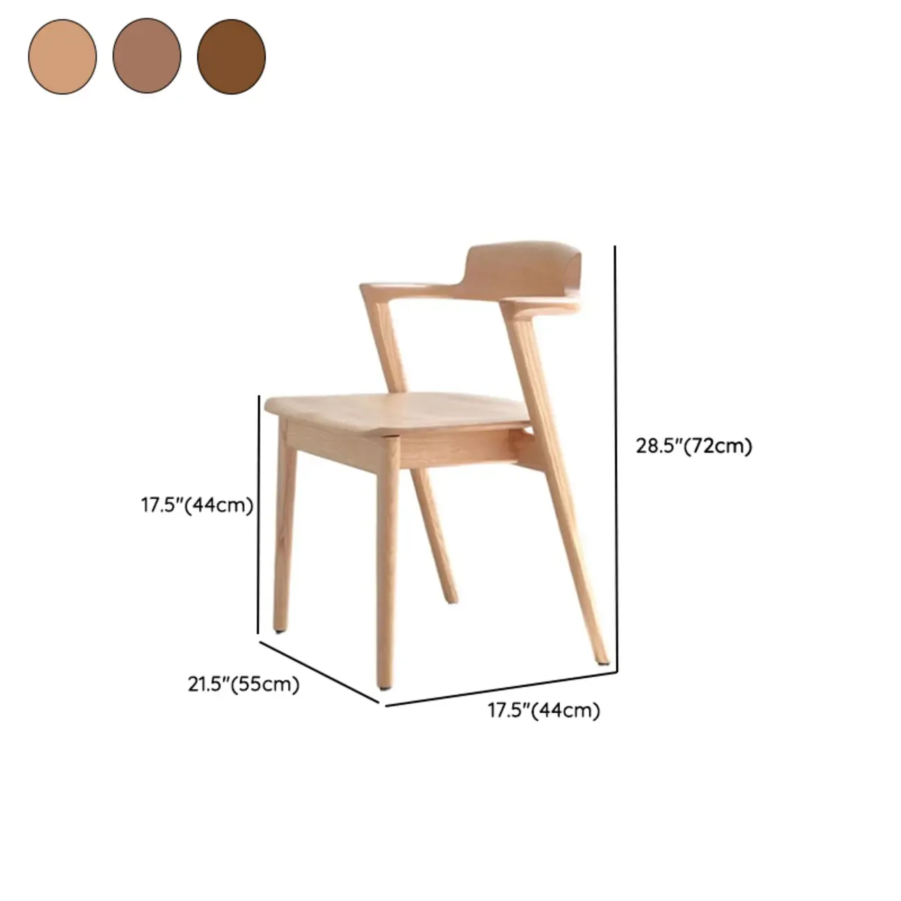Scandinavian Open Back Armless Walnut Wood Dining Chairs