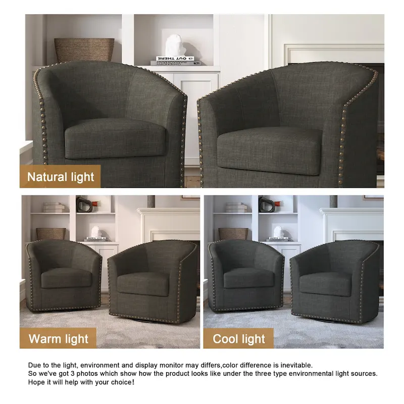 Nailhead Trim Upholstered Swivel Accent Chairs Set of 2