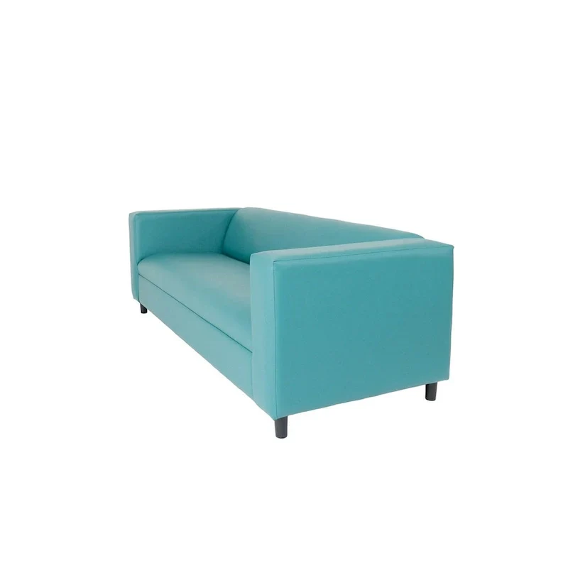 HomeRoots 84 Blue Faux Leather Sofa With Black Legs - 84