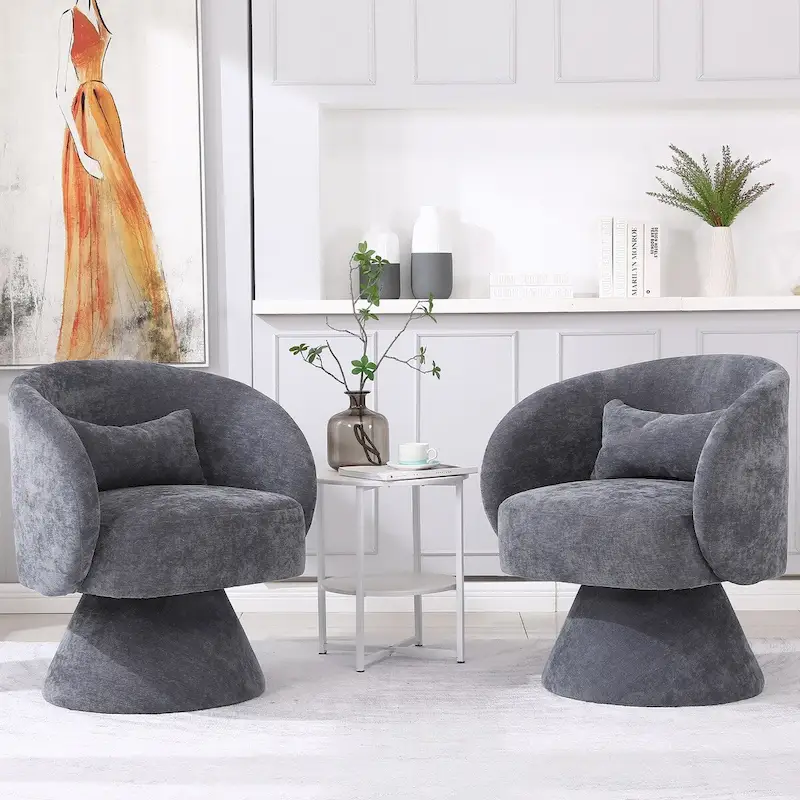 Upholstered Swivel Armchair (Set of 2)