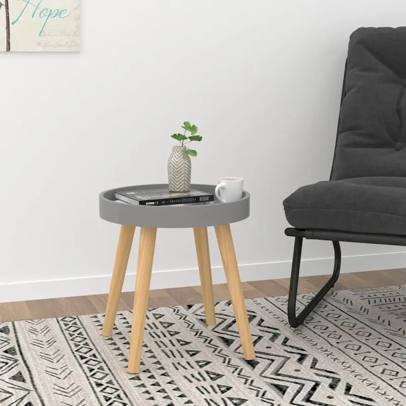 vidaXL Side Table Round End Coffee Table Engineered Wood and Solid Wood Pine - 15 x15 x15.7