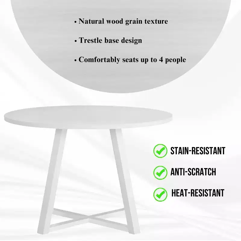 Roundhill Furniture Evatt 5-Piece Round Dining Set, Wood Round Table with 4 Chairs
