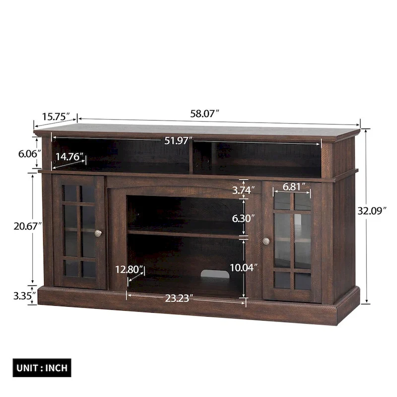 TV stand with electronic fireplace and remote control