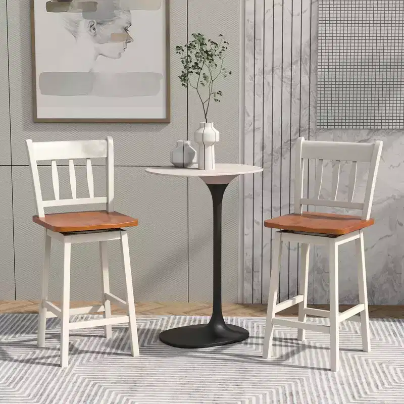 Costway 4PCS Bar Stool 24.5'' Swivel Counter Height Chair w/ Footrest